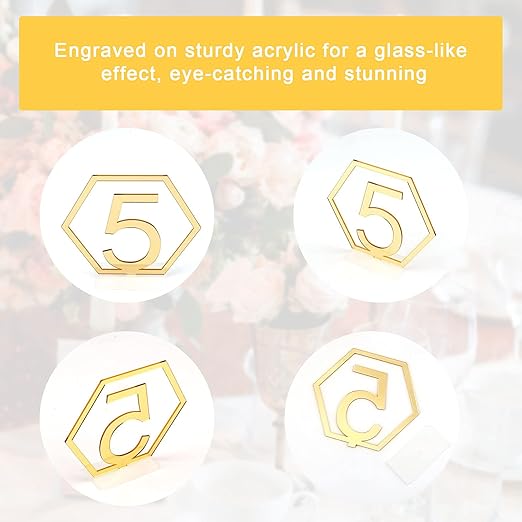 Wedding Acrylic Cut-out Table Numbers with Stand Holders