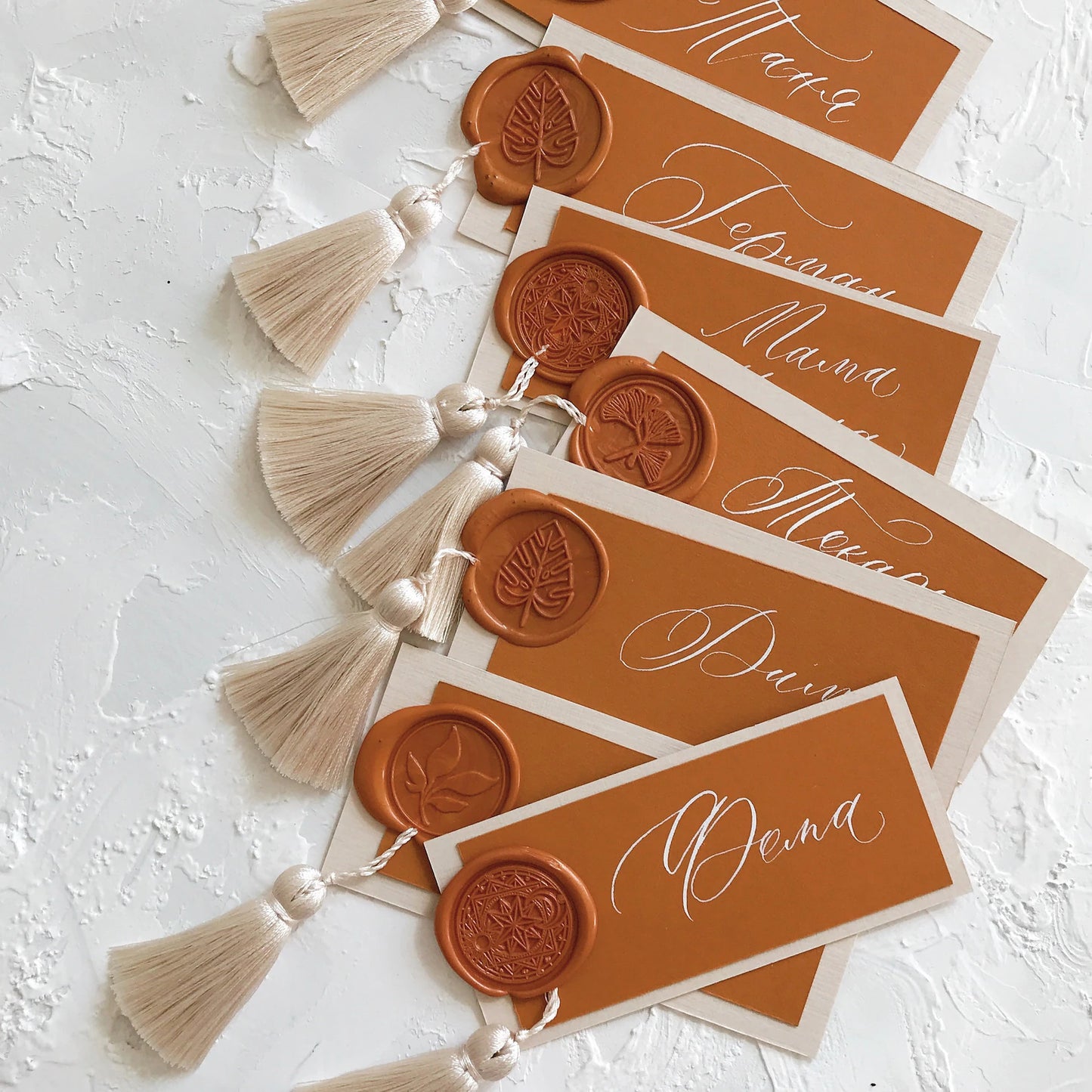 Custom Handwritten Calligraphy Table Card with Tassel and Wax Seal