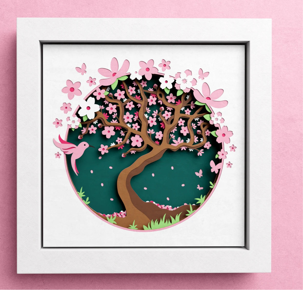 3D Cherry Blossom Shadow Box