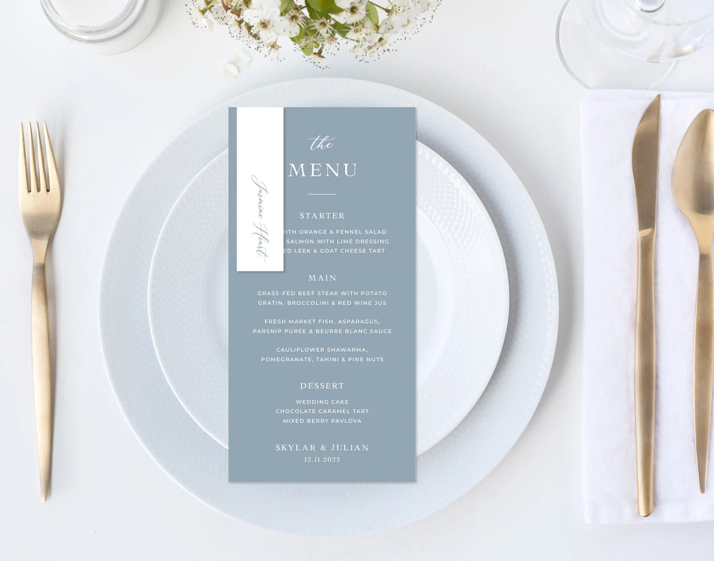 Dusty Blue Slim Place Cards