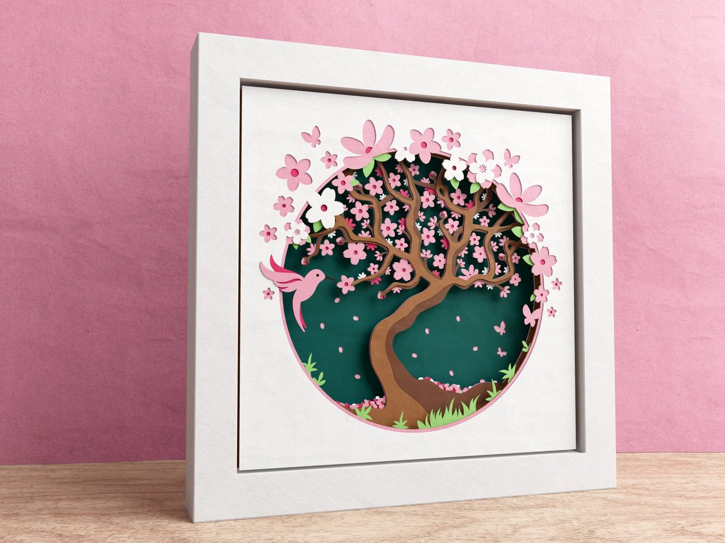 3D Cherry Blossom Shadow Box