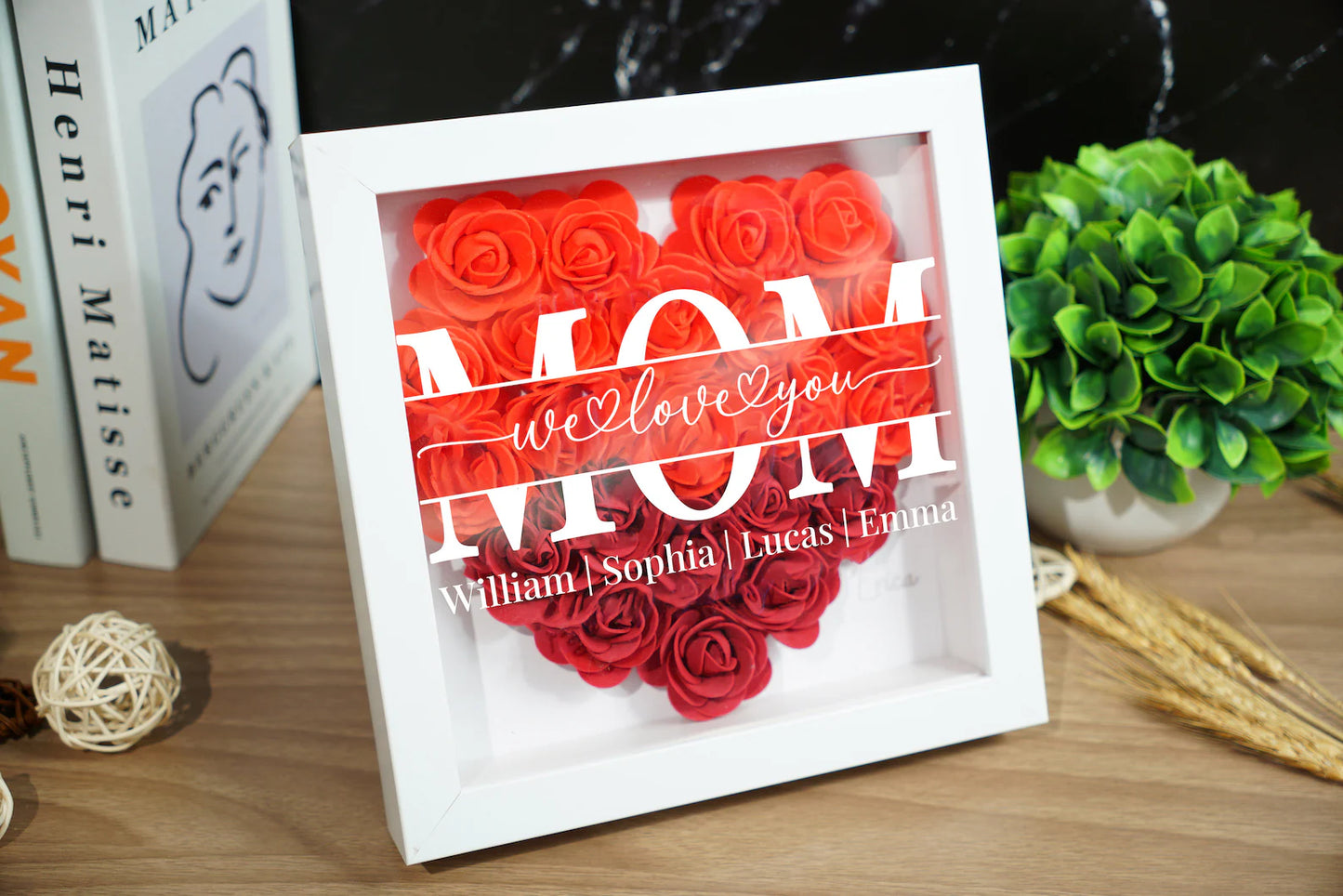 Personalized Flower Heart Shadow Box for Mom