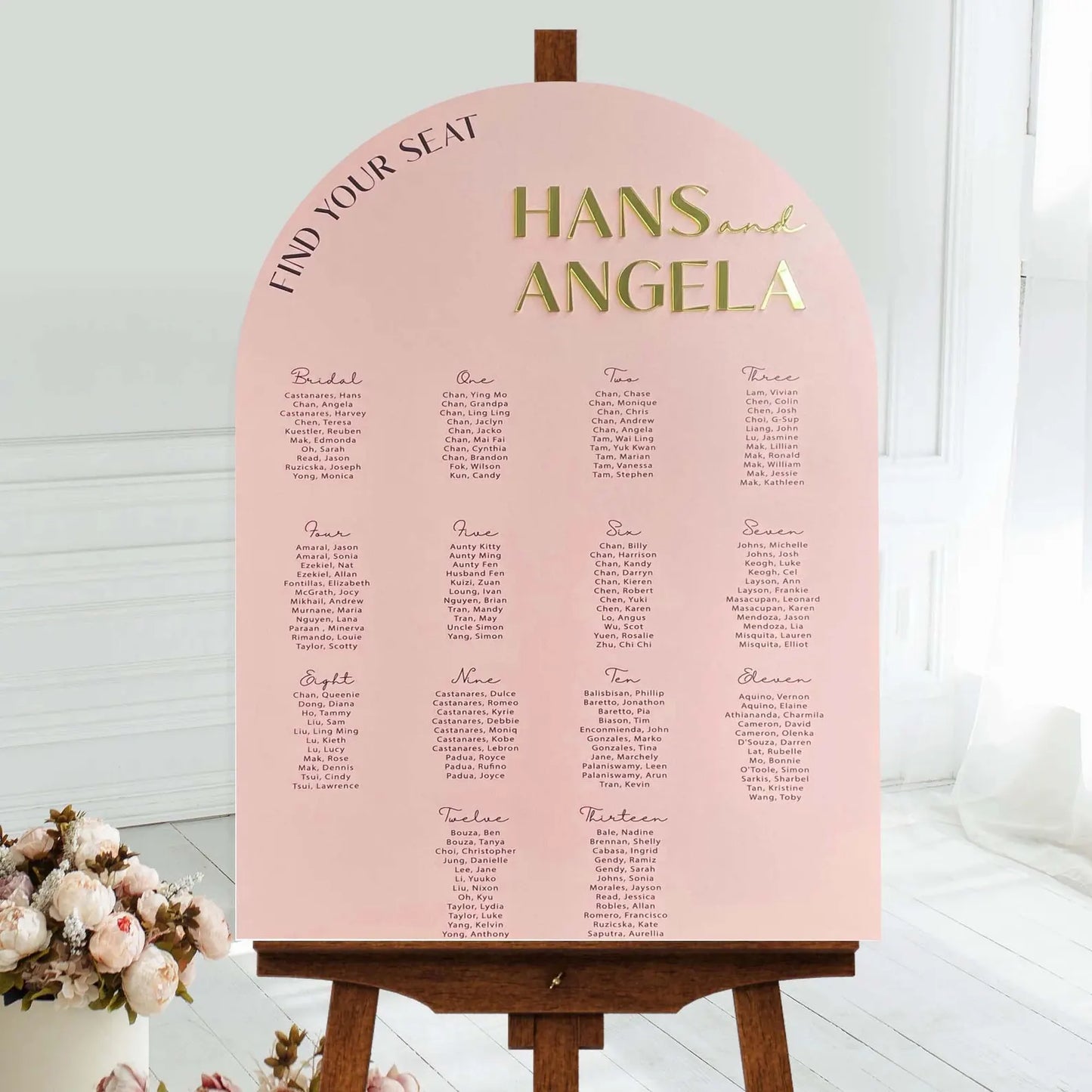 Custom Arched Acrylic Wedding Seating Chart Sign