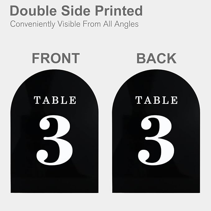 Black Wedding Table Numbers 1-10 with Wooden Stands