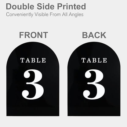 Black Wedding Table Numbers 1-10 with Wooden Stands