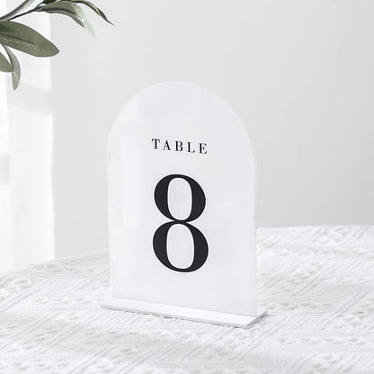 White Arch Wedding Table Numbers with Stands