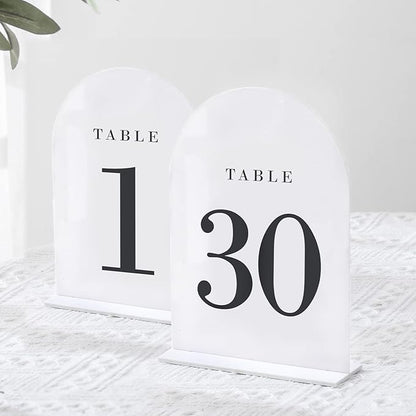 White Arch Wedding Table Numbers with Stands