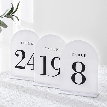 White Arch Wedding Table Numbers with Stands