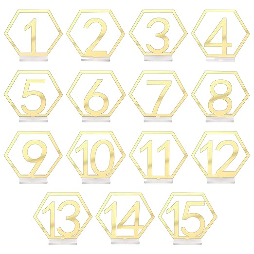 Wedding Acrylic Cut-out Table Numbers with Stand Holders