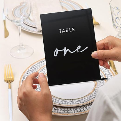 Black Wedding Double Sided Table Numbers with Stands