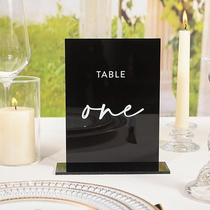 Black Wedding Double Sided Table Numbers with Stands