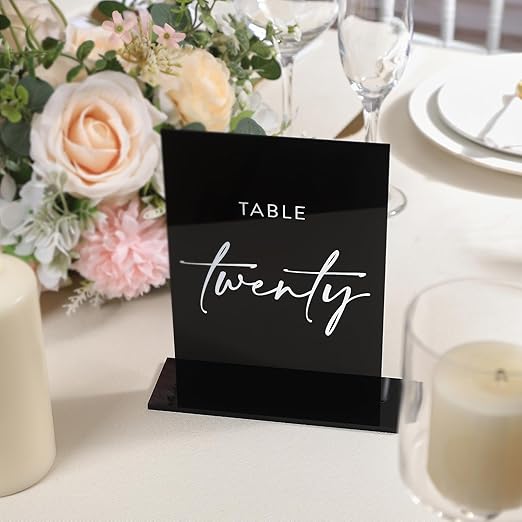 Black Wedding Double Sided Table Numbers with Stands