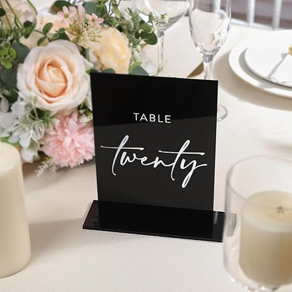 Black Wedding Double Sided Table Numbers with Stands