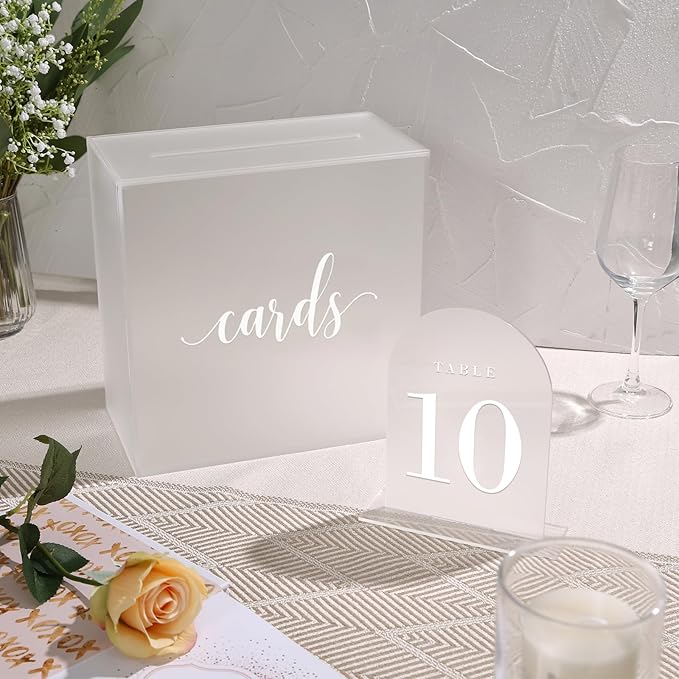 Frosted Arch Wedding Table Numbers with Stands