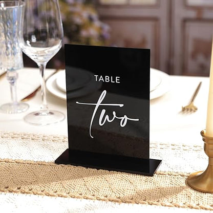 Black Wedding Double Sided Table Numbers with Stands