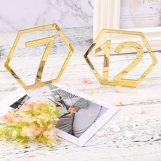 Wedding Acrylic Cut-out Table Numbers with Stand Holders