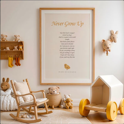 Never Grow Up Poster Nursery Wall Art