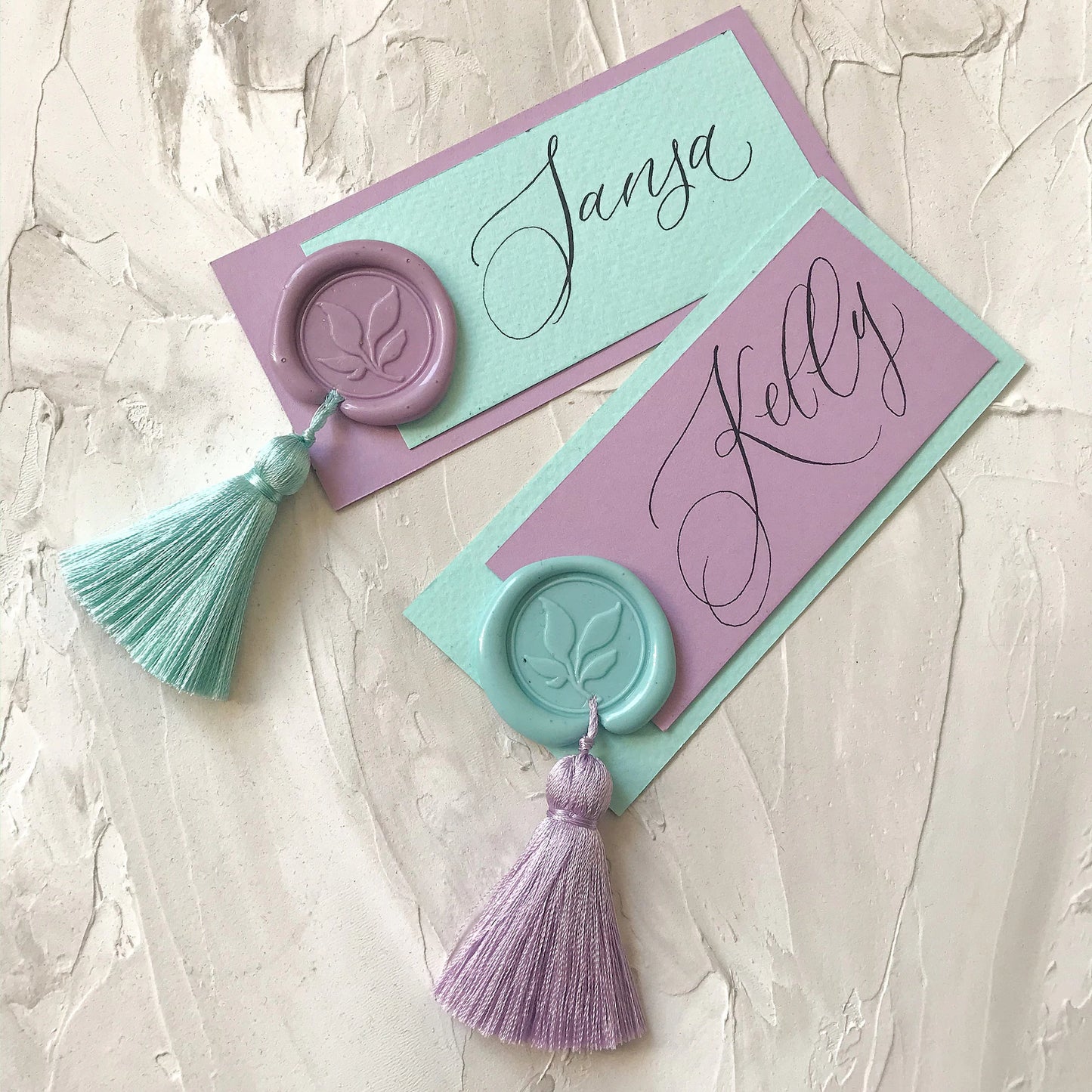 Custom Handwritten Calligraphy Table Card with Tassel and Wax Seal