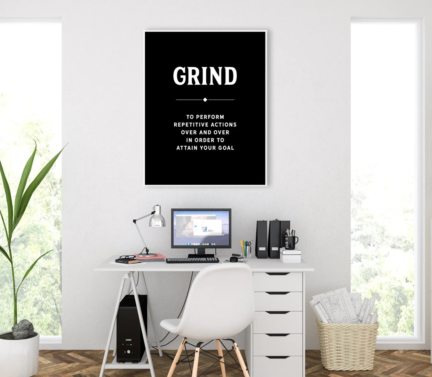 Hustle Grind Execute Office Wall Decor