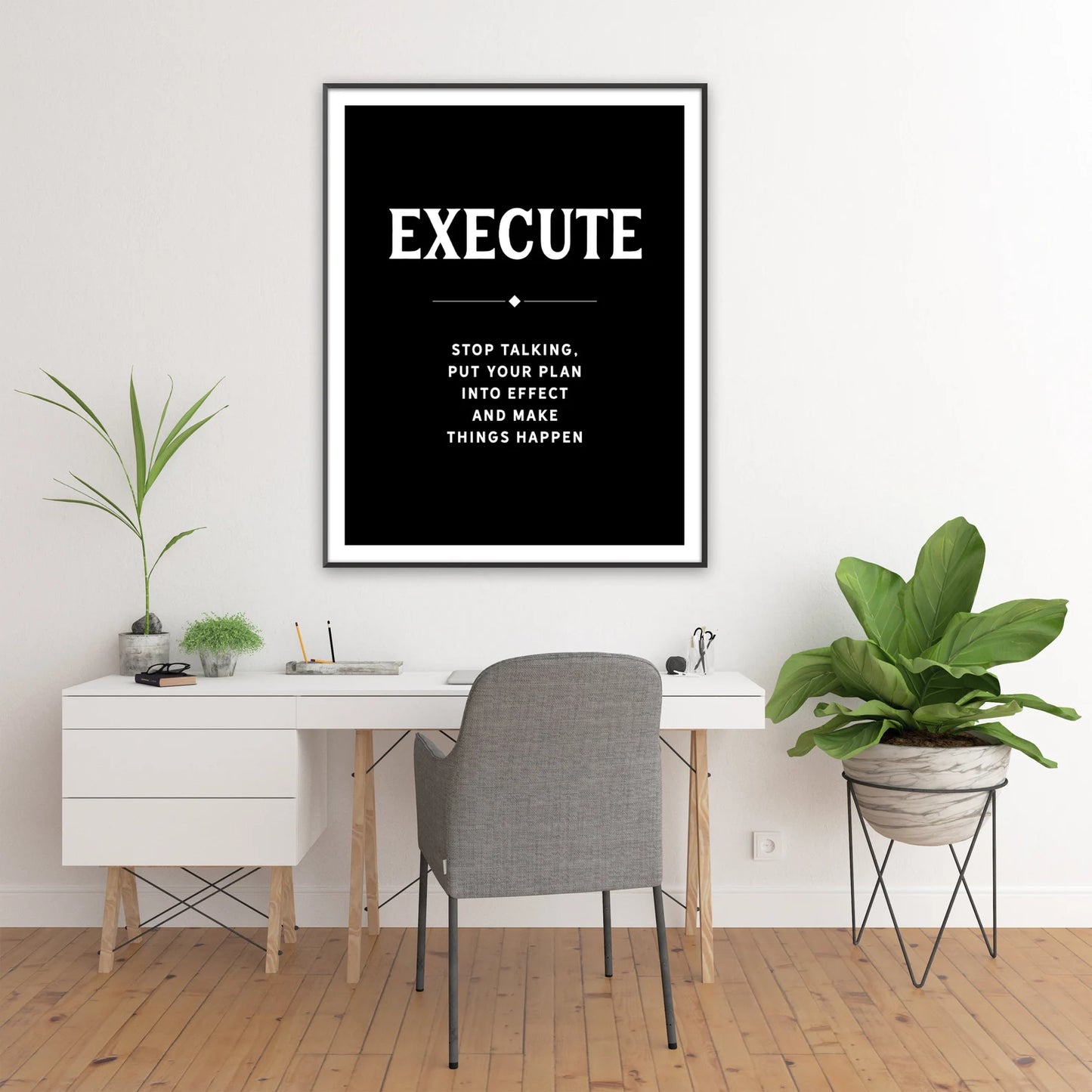 Hustle Grind Execute Office Wall Decor