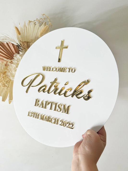 Personalised BAPTISM Sign | Modern Acrylic Sign | Christening welcome Signage