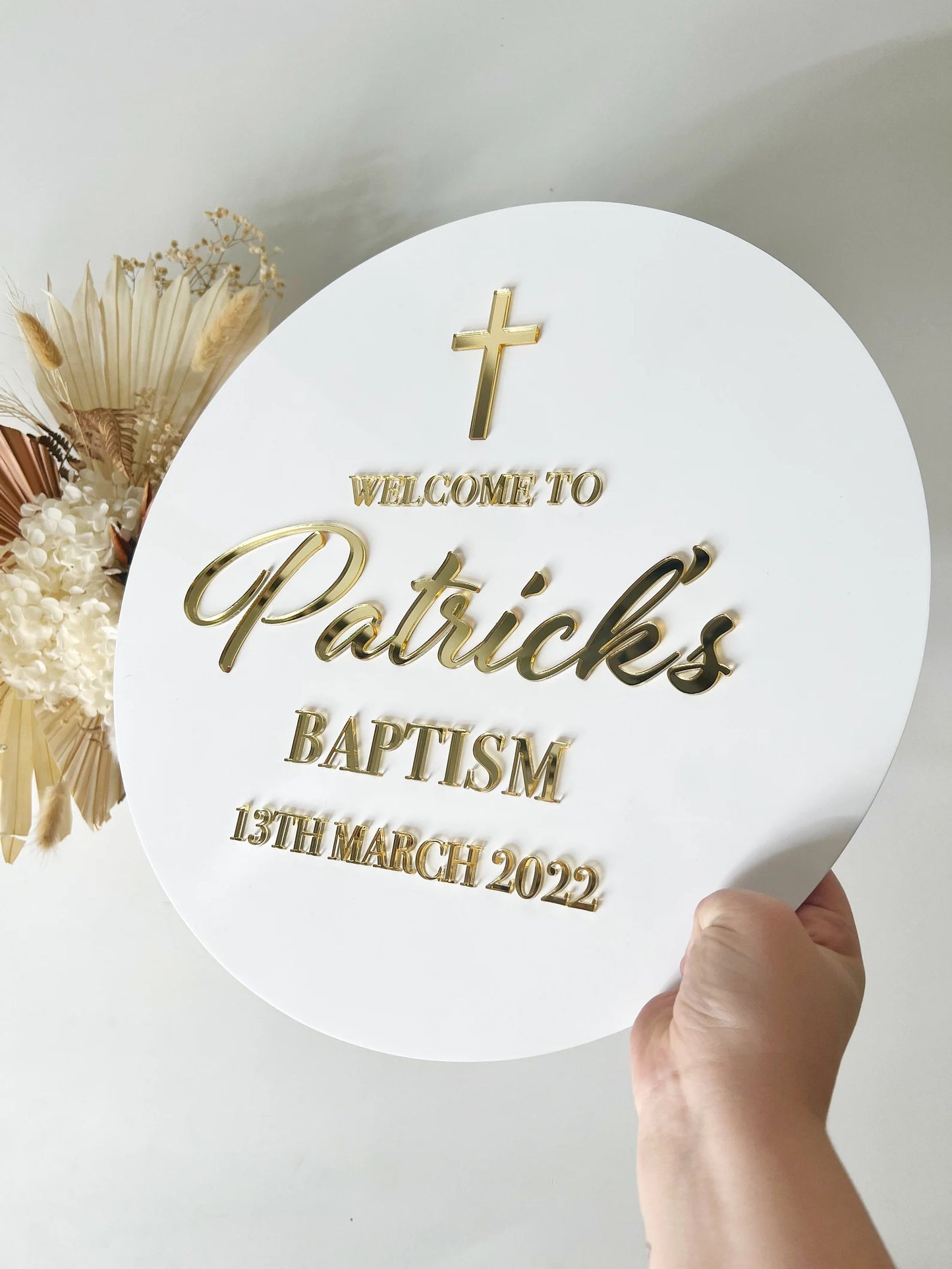 Personalised BAPTISM Sign | Modern Acrylic Sign | Christening welcome Signage