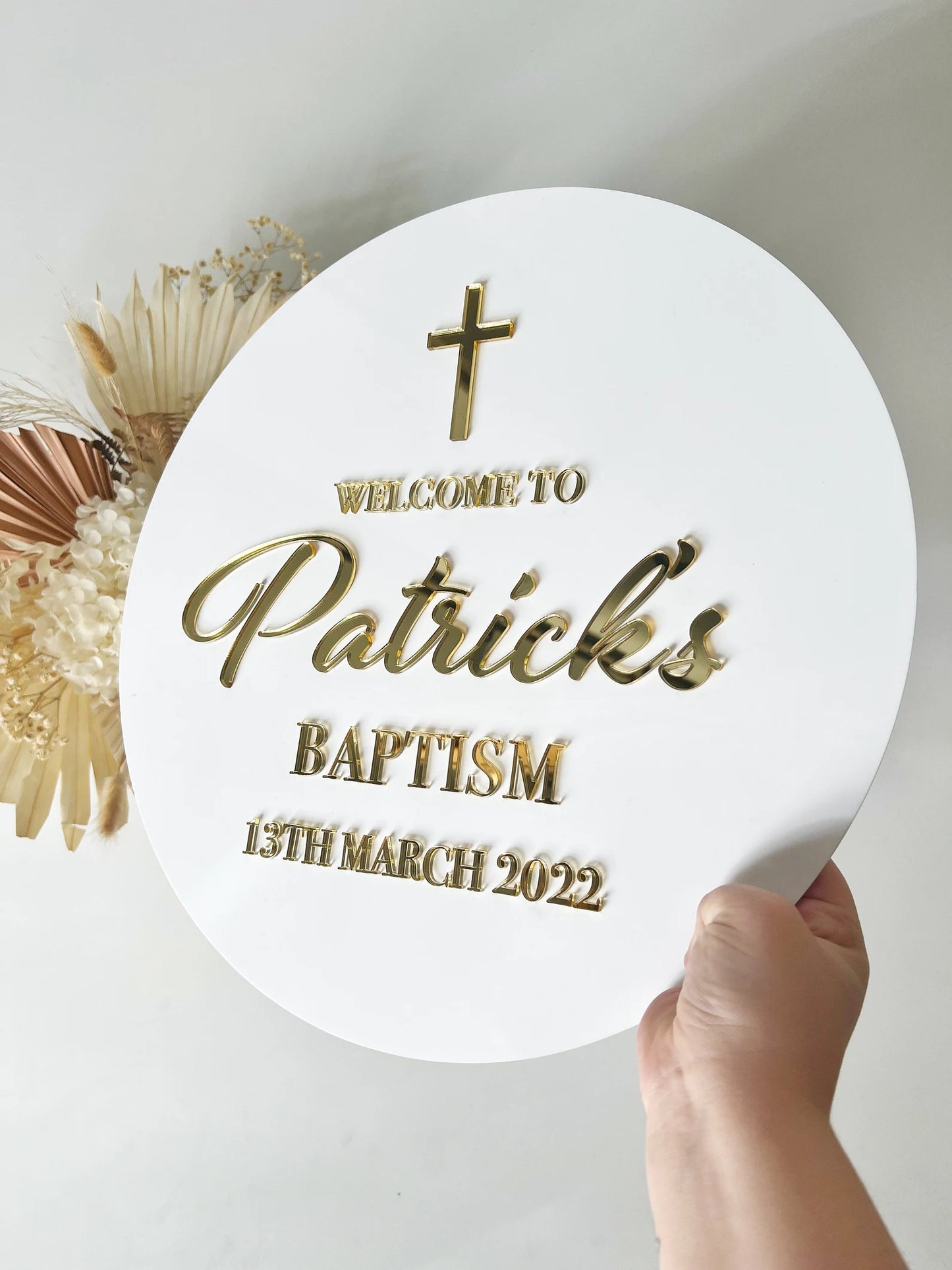 Personalised BAPTISM Sign | Modern Acrylic Sign | Christening welcome Signage