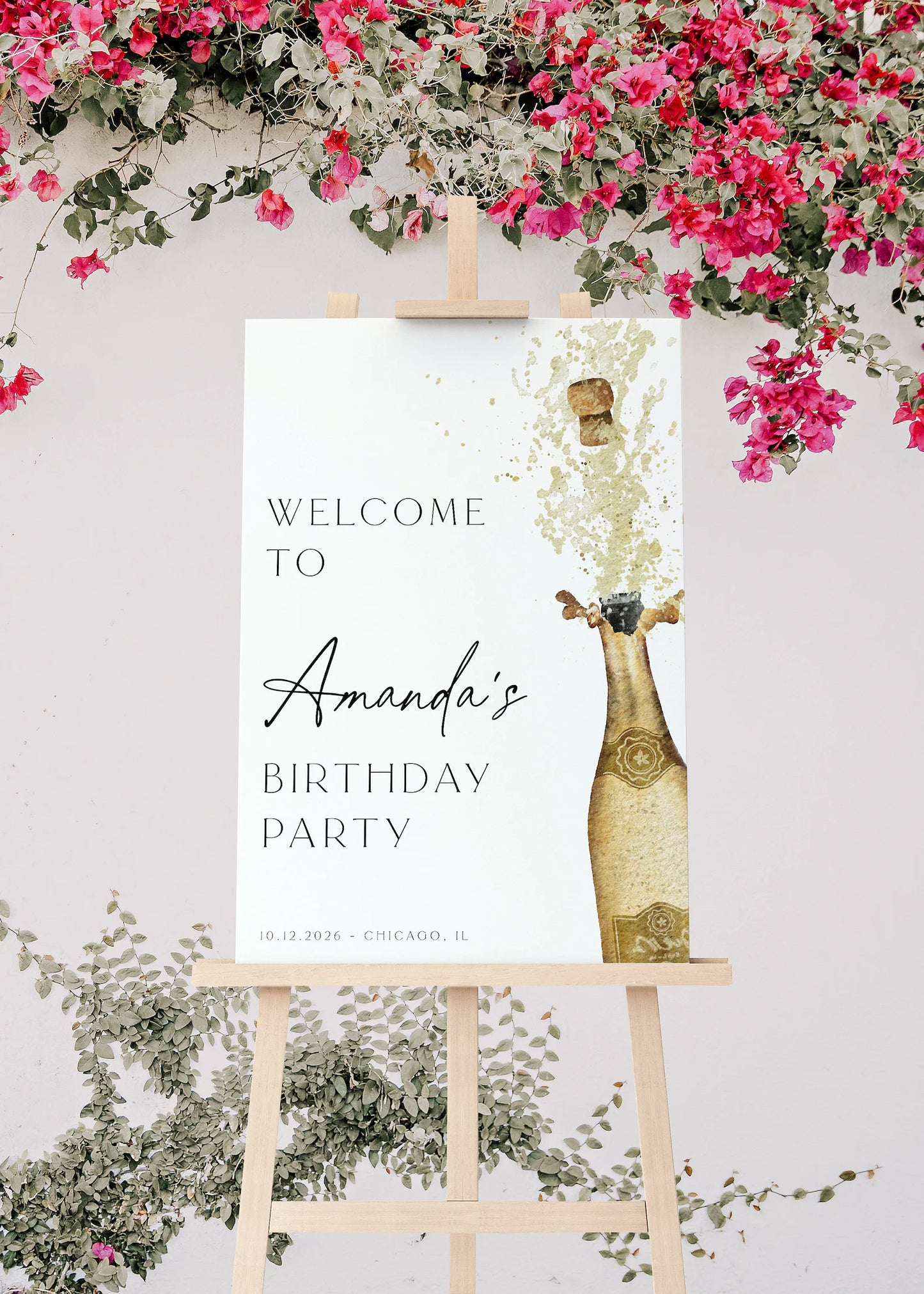 Champagne Birthday Welcome Sign