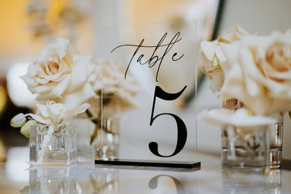 Clear Acrylic Table Numbers with Black Stands