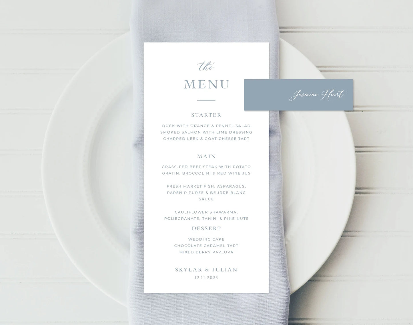 Dusty Blue Slim Place Cards