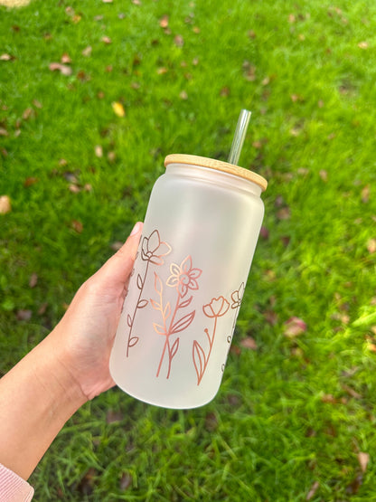 wildflowers ice coffee glass cup