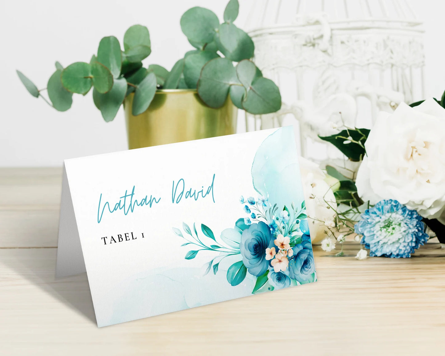 Blue serenity place cards
