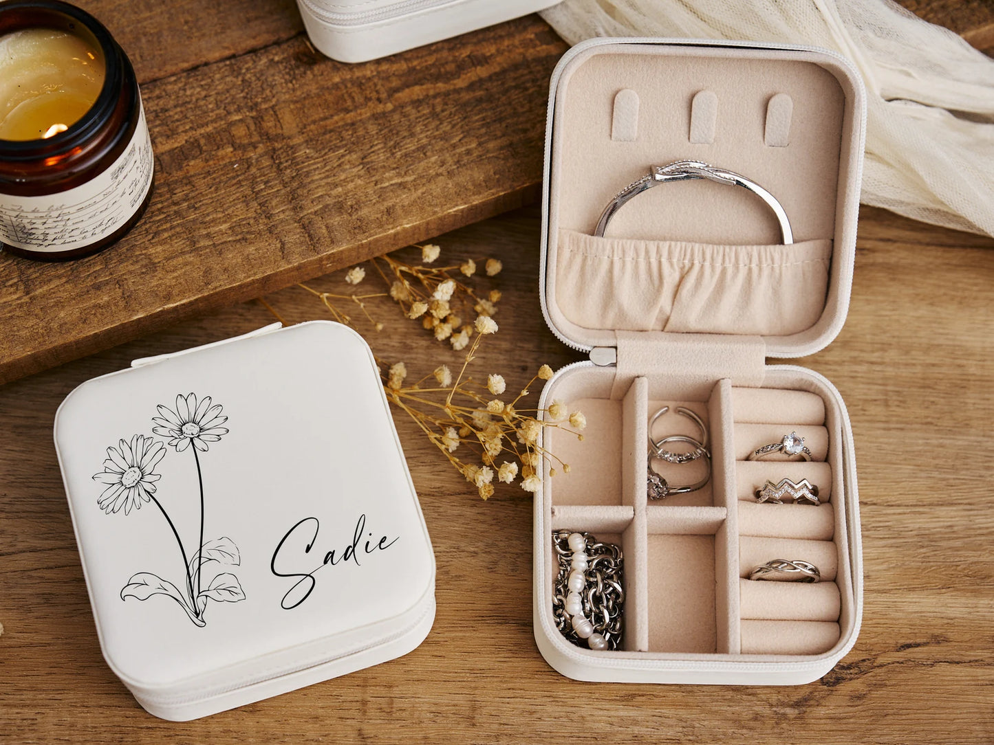 Personalized travel jewelry box