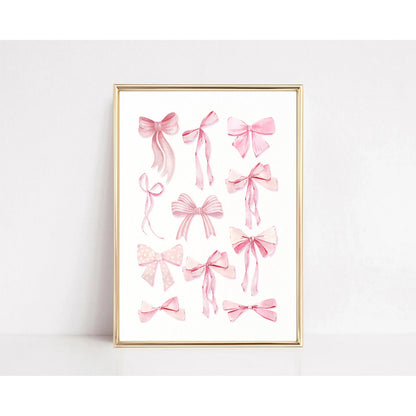 Trendy Pink Bows Wall Art Set of 3