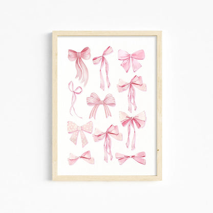 Trendy Pink Bows Wall Art Set of 3