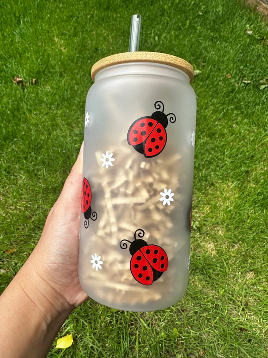 cute ladybird ice coffee glass cup