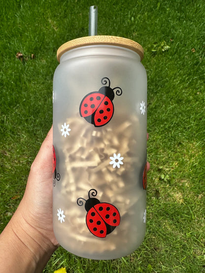 cute ladybird ice coffee glass cup