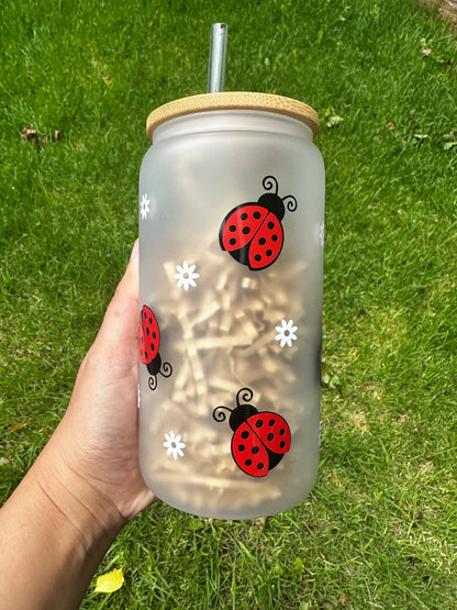 cute ladybird ice coffee glass cup