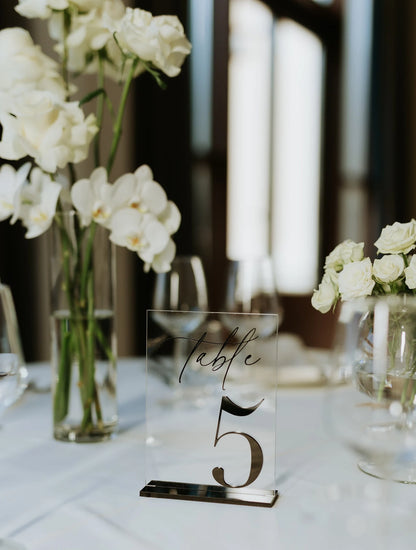 Clear Acrylic Table Numbers with Black Stands