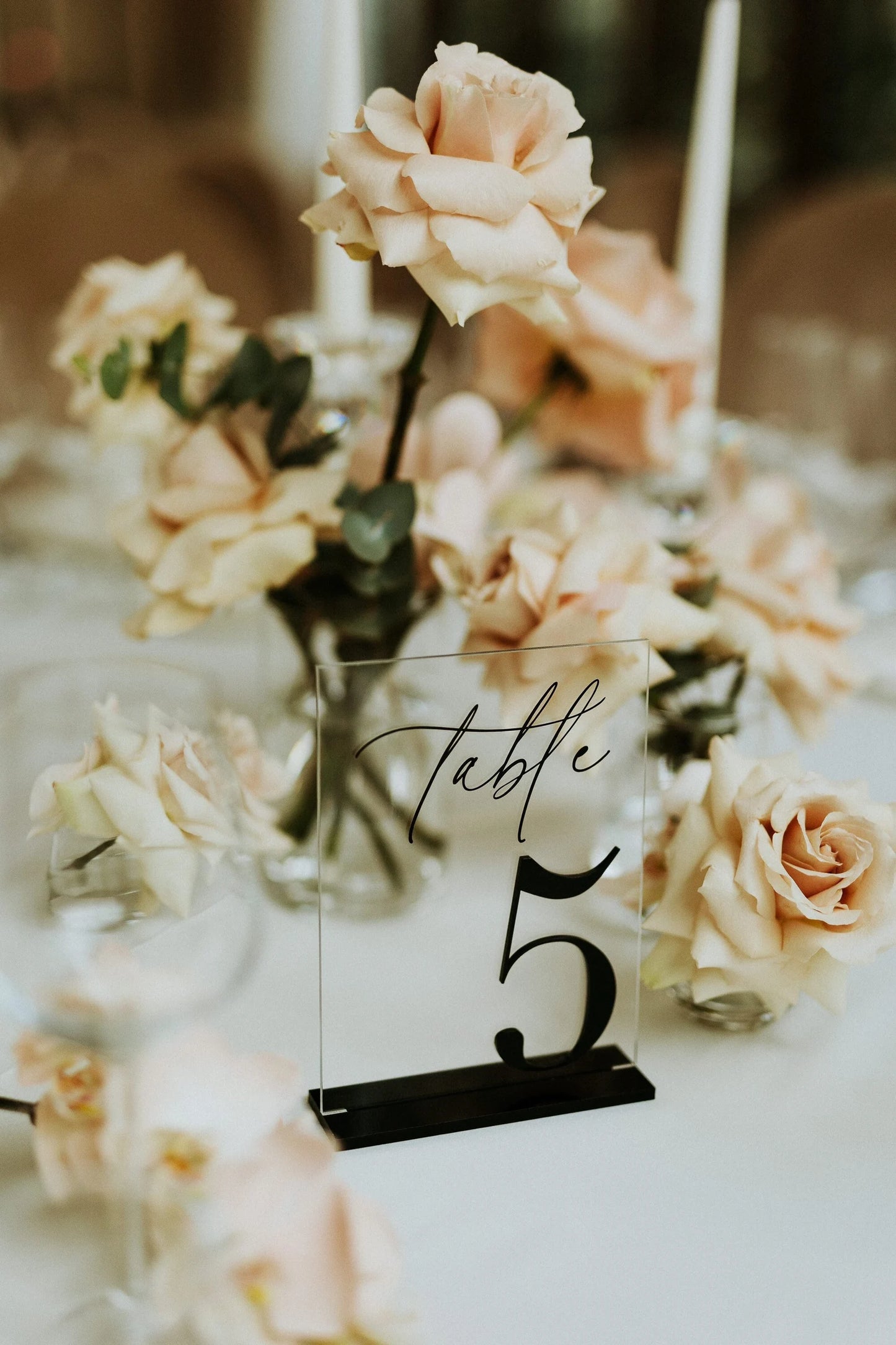 Clear Acrylic Table Numbers with Black Stands