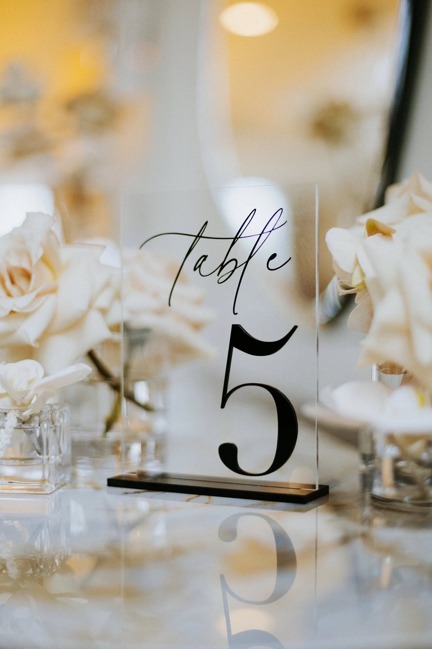 Clear Acrylic Table Numbers with Black Stands