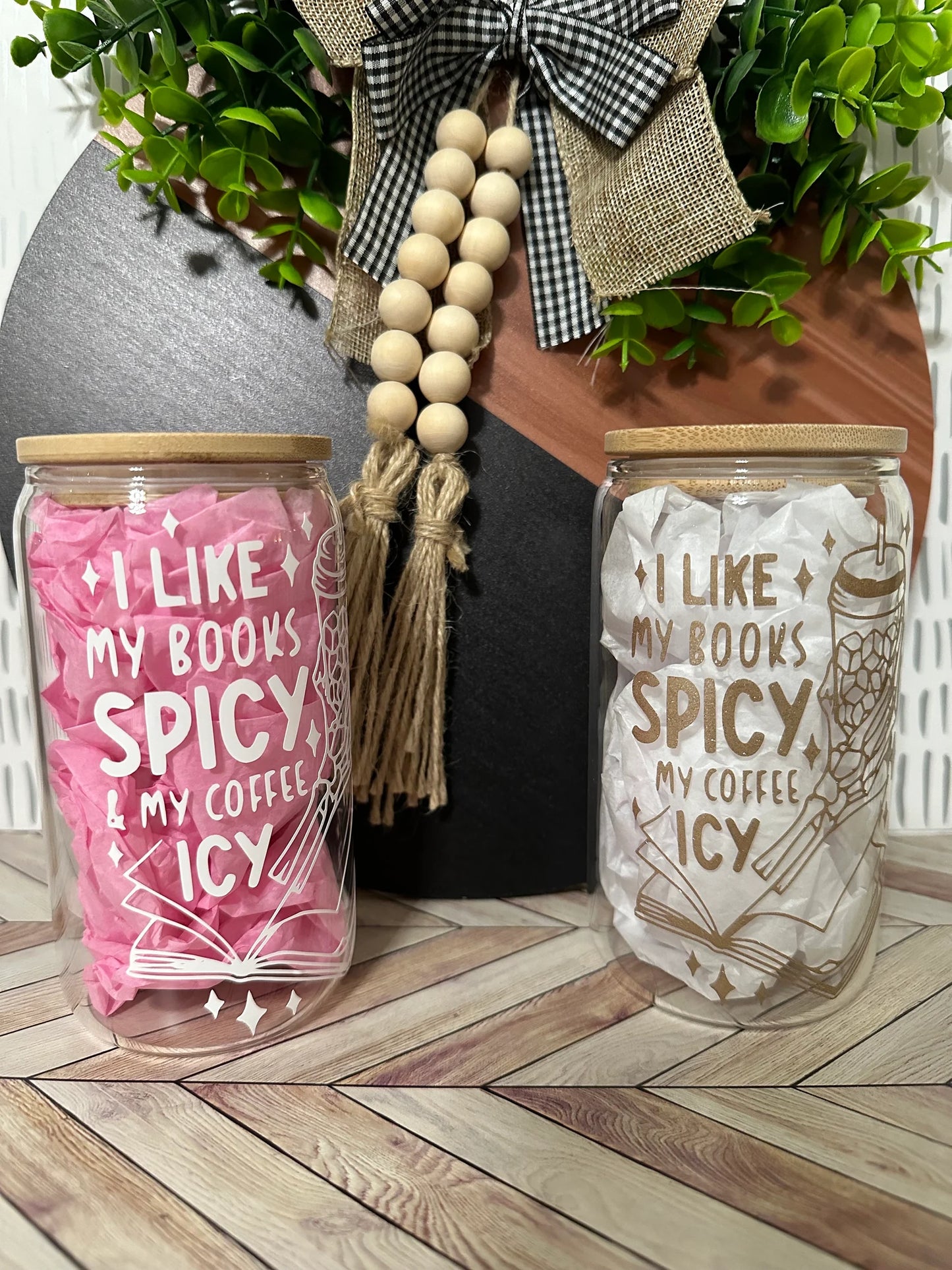 Books Spicy and Coffee Icy Glass