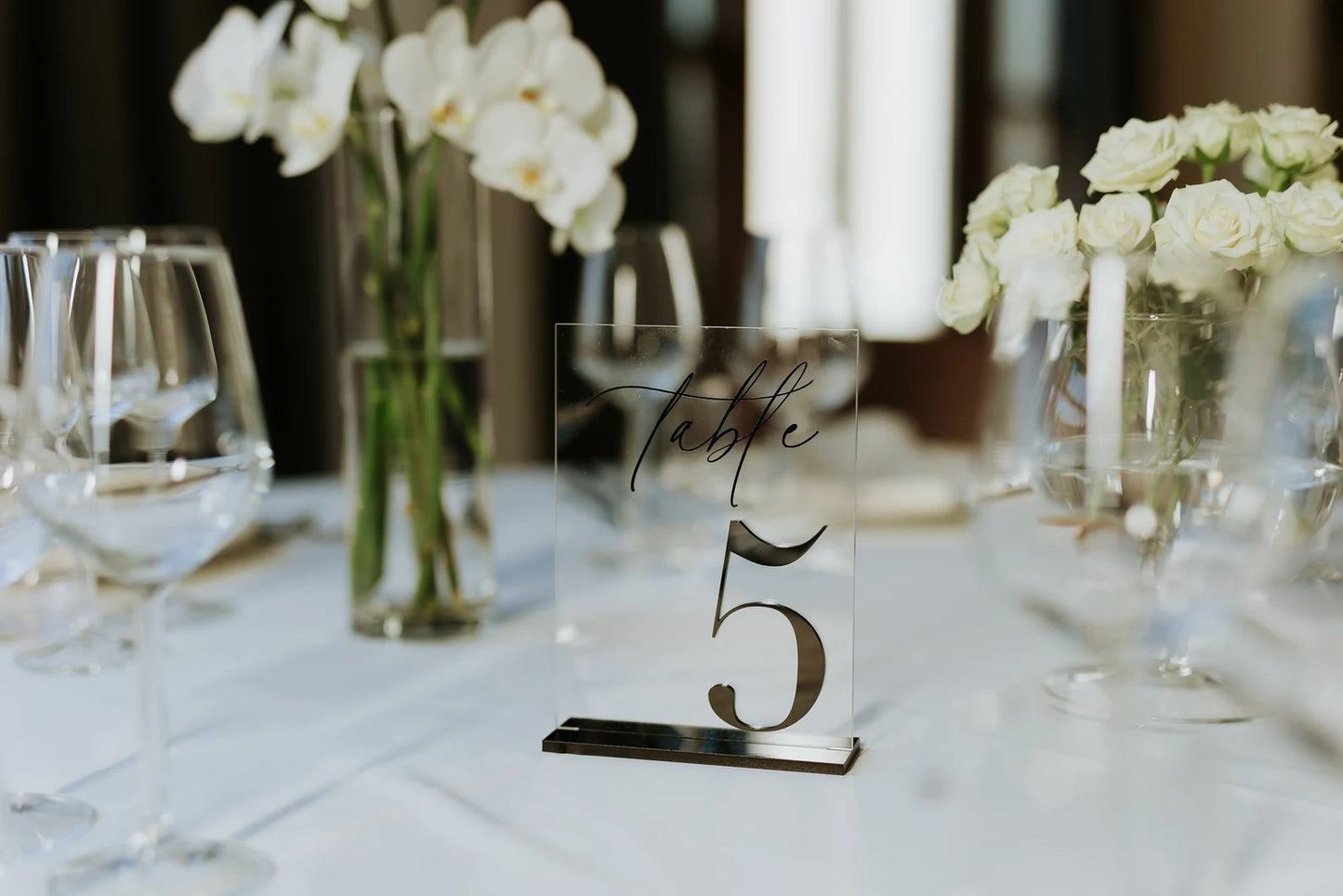 Clear Acrylic Table Numbers with Black Stands