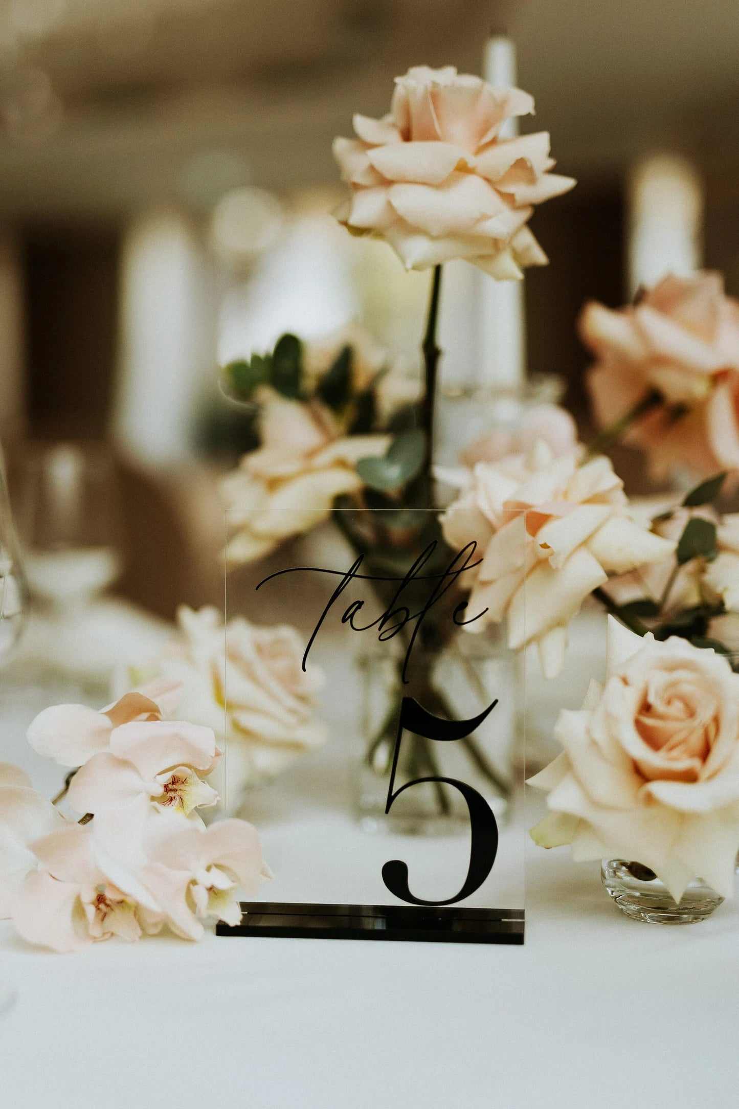 Clear Acrylic Table Numbers with Black Stands