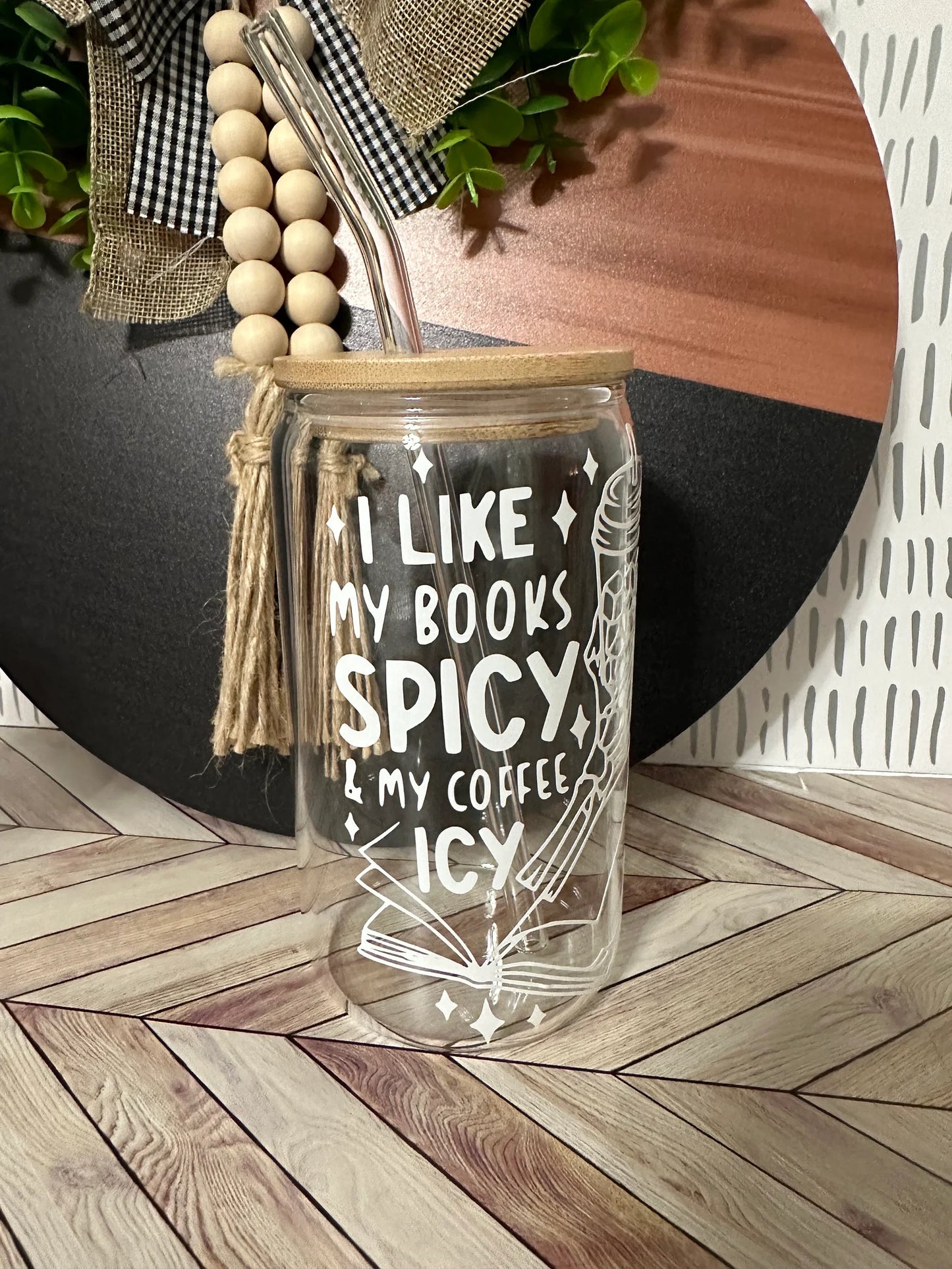 Books Spicy and Coffee Icy Glass