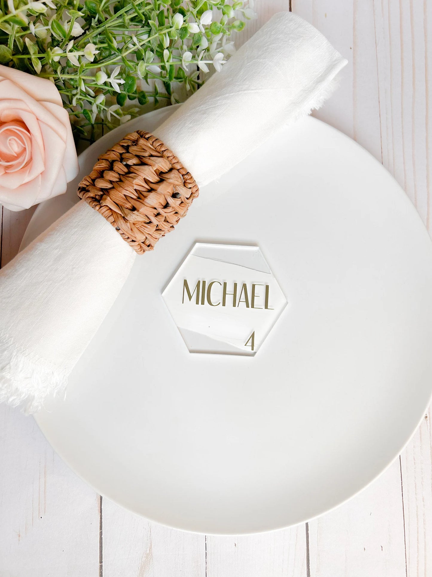 Set of Hexagon Acrylic Place Cards