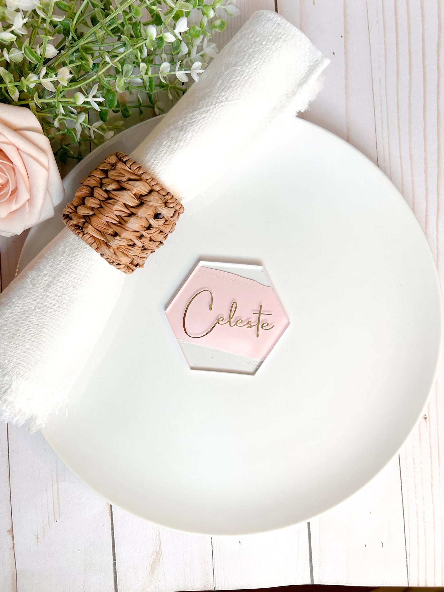 Set of Hexagon Acrylic Place Cards