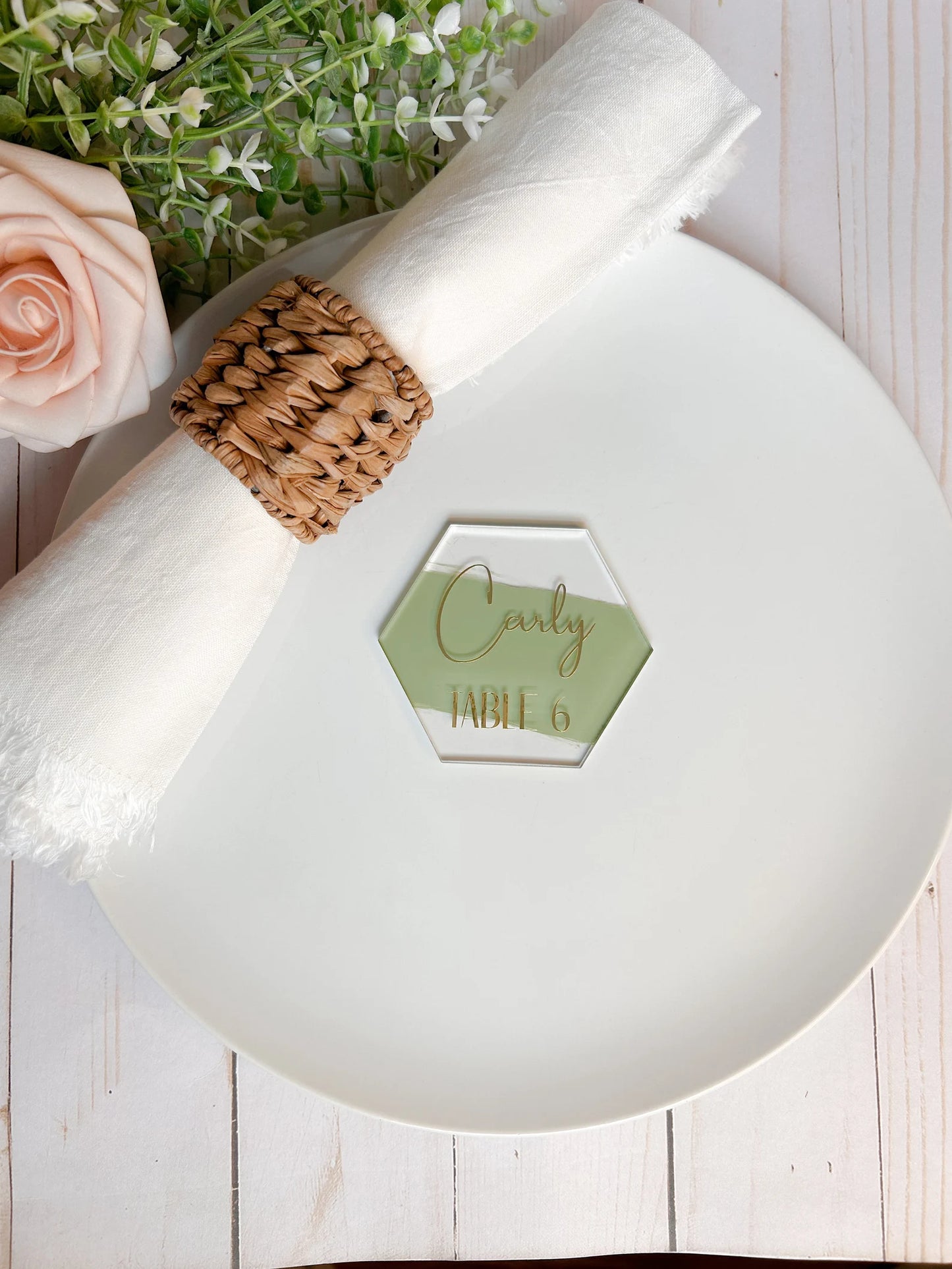 Set of Hexagon Acrylic Place Cards