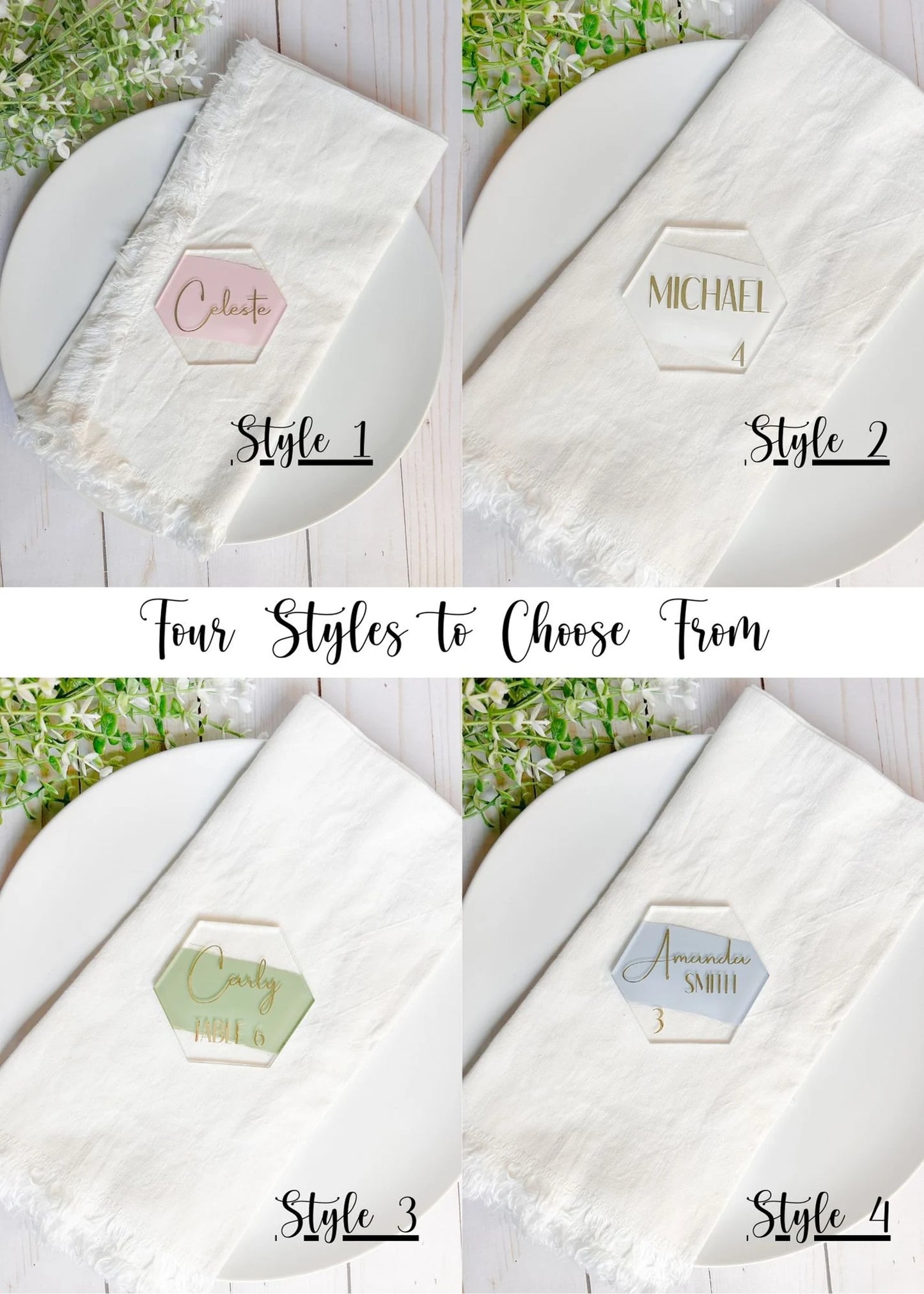 Set of Hexagon Acrylic Place Cards