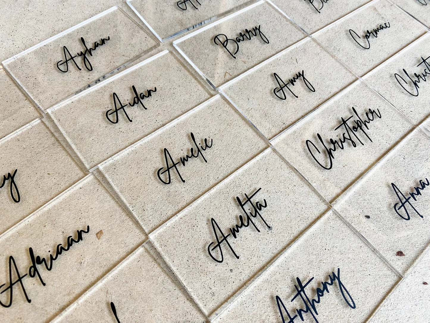 Personalised Acrylic Name Place Cards